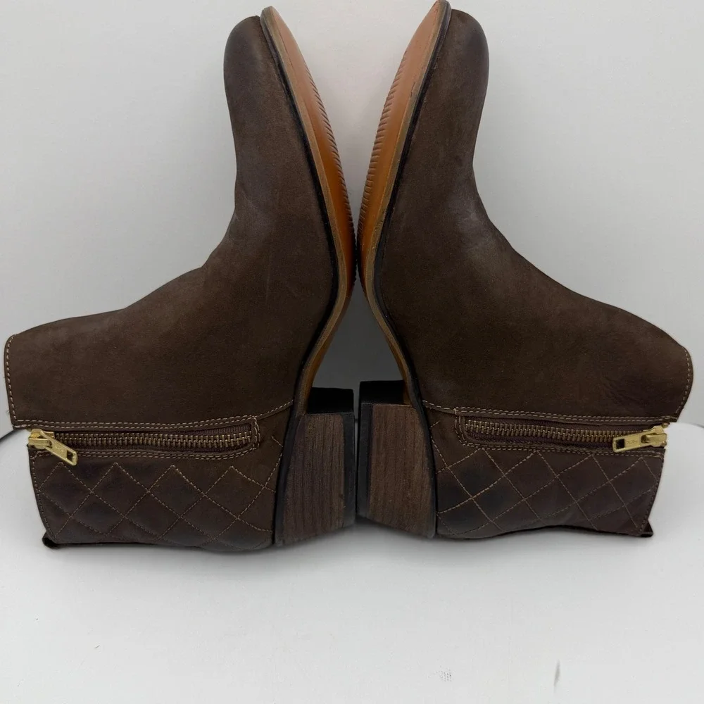 Steve Madden Brown Suede Quilted Zip Ankle Boots Women's Size 8 Casual Low‎ Heel